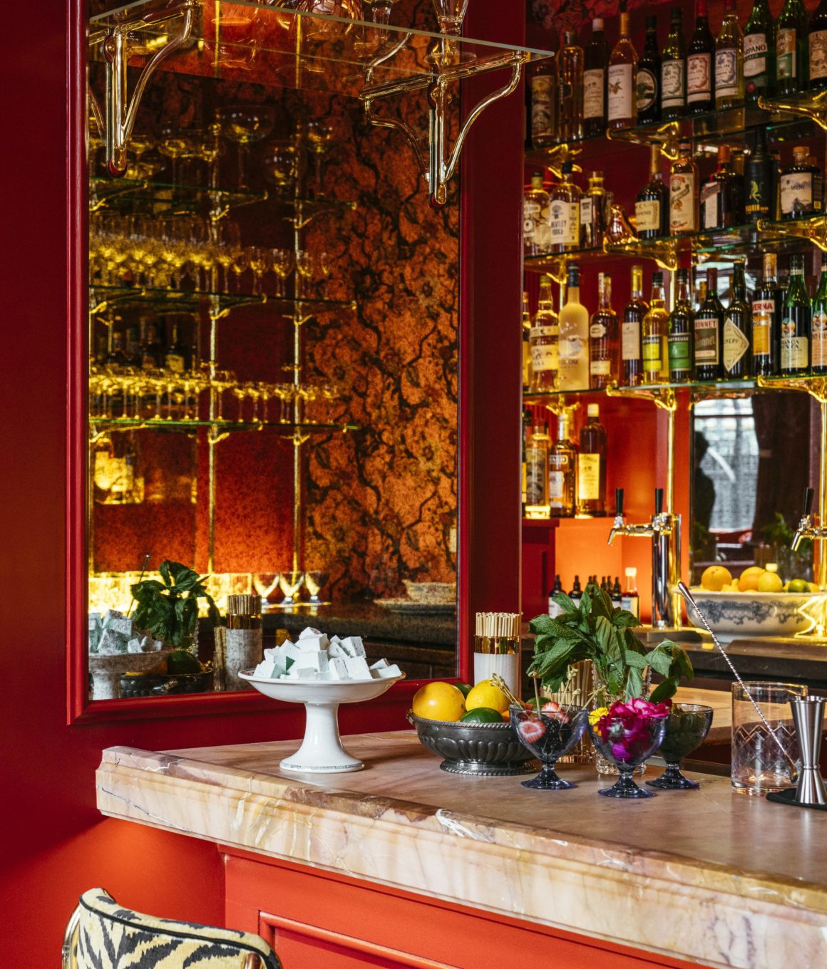 Luxuriously styled bar at Bar Marilou